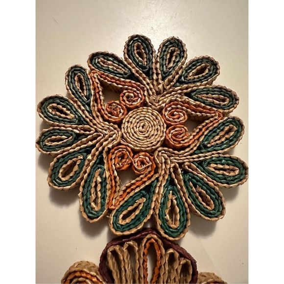 Handcrafted Floral Coasters - Green and Orange - Picture 3 of 8